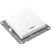  Выключатель встраиваемый 2 клавиши, цвет белый, с подсветкой, EKF Эпика 