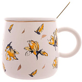  Кружка с крышкой и ложкой Repast Цветы 420 мл 60874 