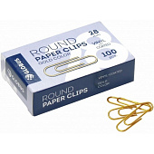  Скрепки 28х100 золото овал Глобус  ( (144) /С28-100 З/ 