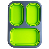 Контейнер силиконовый складной 3 отсека с ловилкой (PR-FH007) PR Контейнер силиконовый складной 3 отсека с ловилкой (PR-FH007) PR