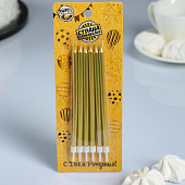 Свечи в торт "С днём рождения" 6 шт, высокие, Золотой металлик 4710820 Свечи в торт "С днём рождения" 6 шт, высокие, Золотой металлик 4710820