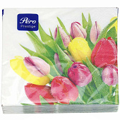  Салфетки бумажные Pero Prestige Весенние цветы 3 слоя 33х33 20 штук Арт.0490 