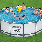 Бассейн каркасный Bestway Steel Pro MAX 56438, 457?122 см, фильтр-насос, лестница, тент, круглый