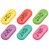 Ластики BRAUBERG KIDS "Fruits" НАБОР 6 штук, 50х23х10 мм, овальные, ассорти, блистер, 272669