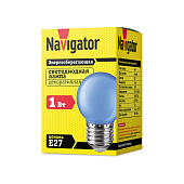 Лампа светодиодная 71 829 NLL-G45-1-230-B-E27 1Вт шар E27 220-240В син. Navigator 71829 Лампа светодиодная 71 829 NLL-G45-1-230-B-E27 1Вт шар E27 220-240В син. Navigator 71829