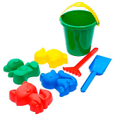 Песочный набор : ведёрко, 4 формочки для песка, грабли, лопатка, МИКС 2881391 Песочный набор : ведёрко, 4 формочки для песка, грабли, лопатка, МИКС 2881391
