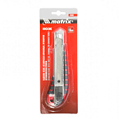 Нож, 18 мм выдвижное лезвие металлическая направляющая эргоном. двухкомпонентная рукоятка// Matrix Нож, 18 мм выдвижное лезвие металлическая направляющая эргоном. двухкомпонентная рукоятка// Matrix