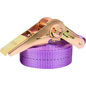 Стяжка крепления груза 1,0т 6,0м SKYWAY STAFF 25мм фиолетовый храповый механизм без крюков полиэстер 1шт Стяжка крепления груза 1,0т 6,0м SKYWAY STAFF 25мм фиолетовый храповый механизм без крюков полиэстер 1шт