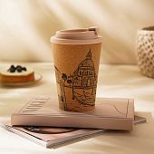 Стакан для кофе с крышкой «Венеция», пробковый, 350 мл, 9,5х9,5х14,5 см, бежевый 9951491 Стакан для кофе с крышкой «Венеция», пробковый, 350 мл, 9,5х9,5х14,5 см, бежевый 9951491