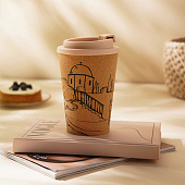 Стакан для кофе с крышкой «Тира», пробковый, 350 мл, 9,5х9,5х14,5 см, бежевый 9951492 Стакан для кофе с крышкой «Тира», пробковый, 350 мл, 9,5х9,5х14,5 см, бежевый 9951492