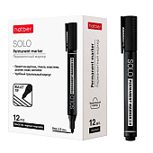  Маркер перманентный черный круглый 2мм Hatber Solo (12) /PM_064256/ 