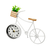  Часы настольные Велосипед  с суккулентом, 280х90х240 мм, белый, Fancy52 