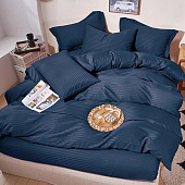 Комплект постельного белья 2 спальный страйп-сатин синий 907 Комплект постельного белья 2 спальный страйп-сатин синий 907