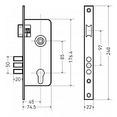 Замок врезной с ручкой 0203 AC медь АЛЛЮР Замок врезной с ручкой 0203 AC медь АЛЛЮР