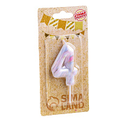 Свеча в торт "Белый мрамор", цифра "4", 8 см 6990833 Свеча в торт "Белый мрамор", цифра "4", 8 см 6990833