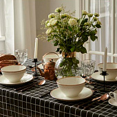  Скатерть (рогожка)  145х220 Доляна Клетка чёрная 5985630 