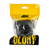 Розетка накладная с заземлением, цвет сталь, IEK GLORY