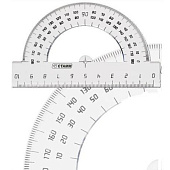  Транспортир 10см 180" б/цв. прозрач. СТАММ (20/100) /ТР12/ 