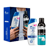  Подарочный набор HS Шамп против перхоти 2в1 ОснУход 200мл+GILLETTE SERIES Пена для бритья успокаивающая 200мл 