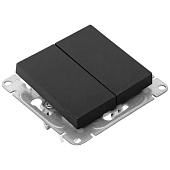  Выключатель встраиваемый 2 клавиши, цвет черный, с подсветкой, EKF Эпика 