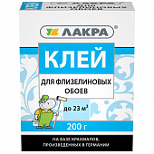 Клей для флизелиновых обоев Лакра 0,2 кг Клей для флизелиновых обоев Лакра 0,2 кг