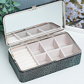  Шкатулка для украшений «Маленькие пятнышки. Синяя голография», с зеркалом, искусственная кожа, 6х9.8х18.5 см 