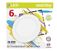 Светильник точечный встраиваемый LED DL 6Вт 4000К круг белый (d118Х10) /Smartbuy Светильник точечный встраиваемый LED DL 6Вт 4000К круг белый (d118Х10) /Smartbuy