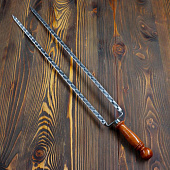  Двойной вилка-шампур с деревянной ручкой, 60см   4455183 