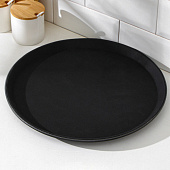 Поднос прорезиненный 35 см, чёрный 1030118 Поднос прорезиненный 35 см, чёрный 1030118