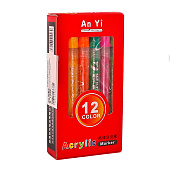  Набор акриловых маркеров 12 штук, пулевидный наконечник 2 мм, линия от 1 мм, 10843677 