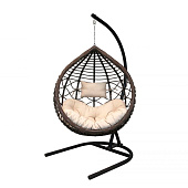  Кресло подвесное Вирджиния арт.D3414-МТ005 (стойка+основание.черн.,корзн.корич.,подуш.песочн.) max 100 кг 