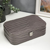  Шкатулка для украшений кожзам Кожа питона серая матовая 7х22,5х14,5 см 5084534 