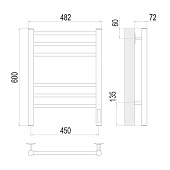 Полотенцесушитель электрический Аврора П6 450х600 черный матовый 90Вт конструкционная сталь 4670078527479 Terminus Полотенцесушитель электрический Аврора П6 450х600 черный матовый 90Вт конструкционная сталь 4670078527479 Terminus