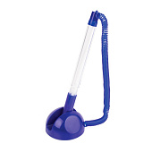  Ручка шариковая настольная Brauberg Стенд-Пен, синяя, пружинка, корпус синий, 0,5 мм, 140195 