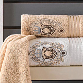 Комплект полотенец в коробке MERZUKA махровые 3 шт.BOSS(бежевый) 