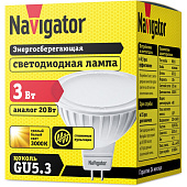 Лампа LED 3Вт GU5.3 рефлект.R50(MR16) 3000К/Navigator NLL-MR16 Лампа LED 3Вт GU5.3 рефлект.R50(MR16) 3000К/Navigator NLL-MR16
