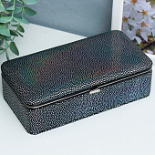  Шкатулка для украшений «Маленькие пятнышки. Синяя голография», с зеркалом, искусственная кожа, 6х9.8х18.5 см 