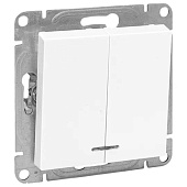 Выключатель встраиваемый 2 клавиши, цвет белый, с подсветкой, EKF Эпика Выключатель встраиваемый 2 клавиши, цвет белый, с подсветкой, EKF Эпика