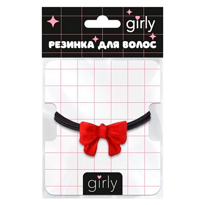  Резинка для волос GIRLY "Bow", red 