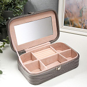  Шкатулка для украшений кожзам Кожа питона серая матовая 7х22,5х14,5 см 5084534 