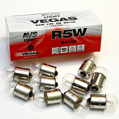  Автолампа накаливания AVS Vegas 12V .R5W(BA15S) BOX(10 шт.) 