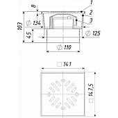 Трап вертикальный D110 150х150мм нерж решетка Трап вертикальный D110 150х150мм нерж решетка