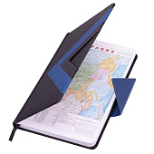  Ежедневник А5 недатированный 138x213мм BRAUBERG Waves под кожу, застежка, 160л, чёрный-синий, 114453 