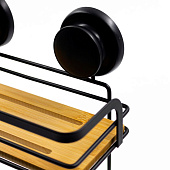  Полка настенная 2-ярусная с присосками бамбук 13074 