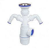 Сифон для раковины Элит чаша 70мм с двойным отверст 1 1/2"х40 ВИР 6144 Сифон для раковины Элит чаша 70мм с двойным отверст 1 1/2"х40 ВИР 6144