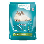  Сухой корм ONE для домашних кошек Индейка с Цельными Злаками 200г 