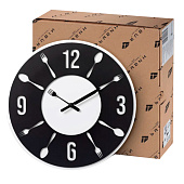 Часы настенные Рубин, "Классика", корпус белый+черный, d=35, МДФ, 3529-002 Часы настенные Рубин, "Классика", корпус белый+черный, d=35, МДФ, 3529-002