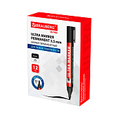  Маркер перманентный черный BRAUBERG,ULTRA MARKER, 3,5 мм, с клипом, 152204 