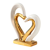  Сувенир керамика "Сплетённые сердца" белый с золотом 5,5х17,5х19,5 см, 10200641 