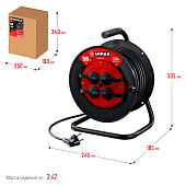 Удлинитель силовой на катушке ПВС 3х2.5мм, 50м, 3500 Вт, IP44, MIRAX Удлинитель силовой на катушке ПВС 3х2.5мм, 50м, 3500 Вт, IP44, MIRAX